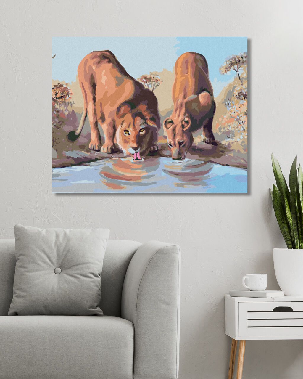 zuty Malování podle čísel - MLADÝ LEV A LVICE U NAPAJEDLA (D. RUSTY RUST) - Rozměr: 40x50 cm, Rámování: Varianta: bez rámu a bez vypnutí plátna - obrázek 4