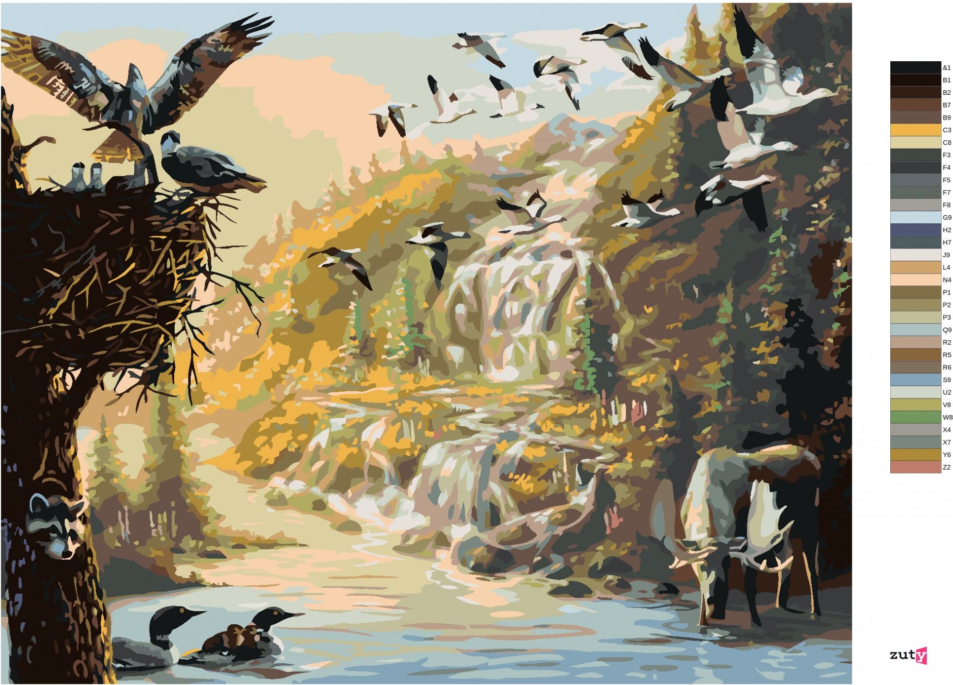 zuty Malování podle čísel - LOS, PTÁCI A KACHNY U NAPAJEDLA (D. RUSTY RUST) - Rozměr: 40x50 cm, Rámování: Varianta: bez rámu a bez vypnutí plátna - obrázek 10