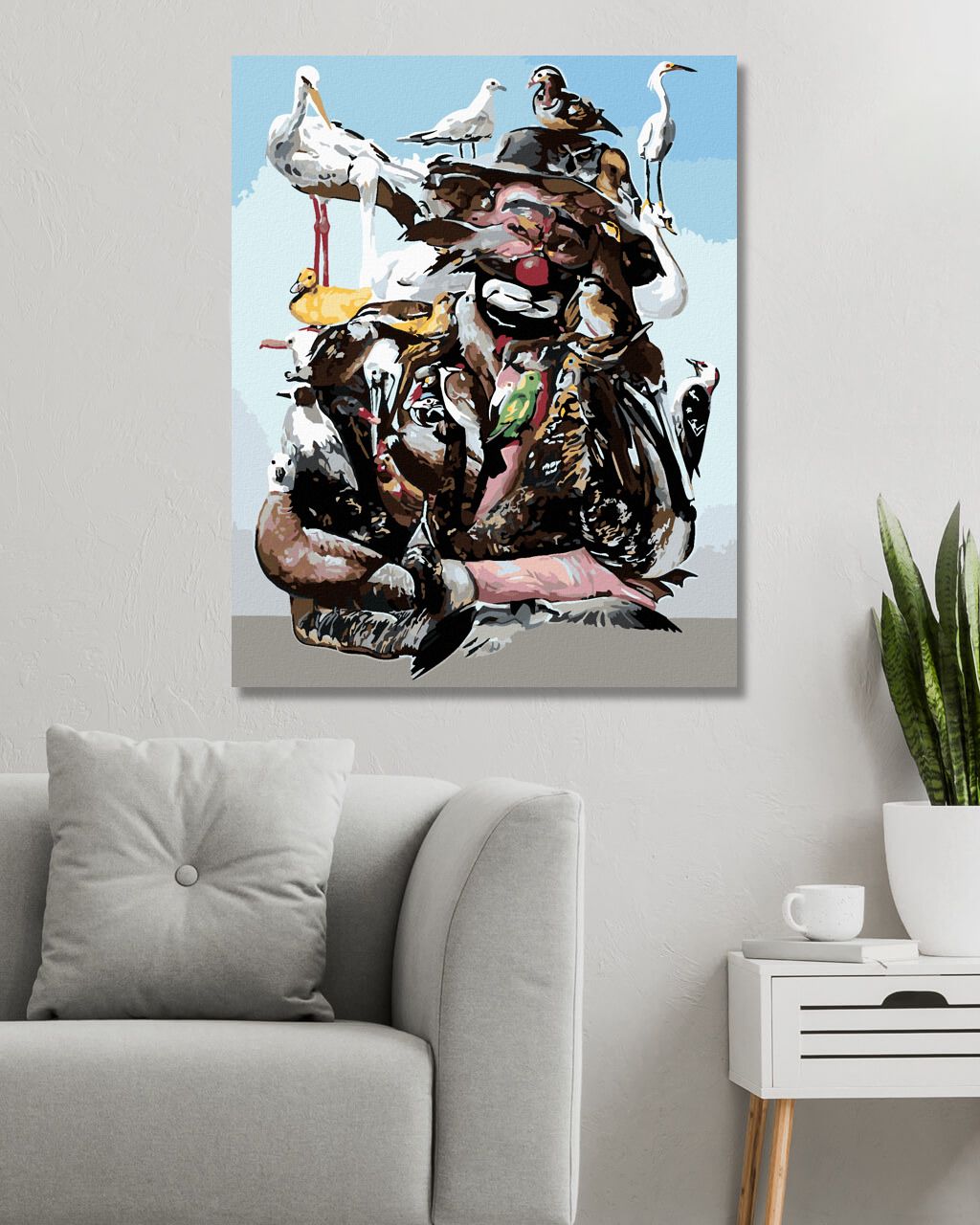 zuty Malování podle čísel - SMUTNÝ KLAUN SKLÁDANÝ ZE ZVÍŘAT (D. RUSTY RUST) - Rozměr: 40x50 cm, Rámování: Varianta: bez rámu a bez vypnutí plátna - obrázek 8