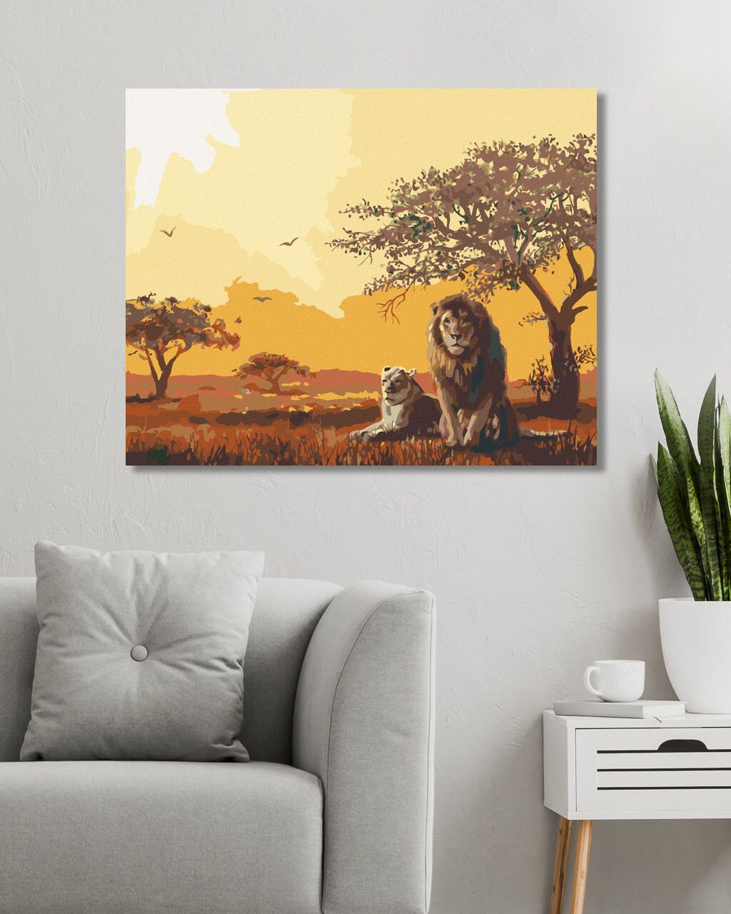 zuty Malování podle čísel - LEV A LVICE PO SOUMRAKU (D. RUSTY RUST) - Rozměr: 40x50 cm, Rámování: Varianta: bez rámu a bez vypnutí plátna - obrázek 5