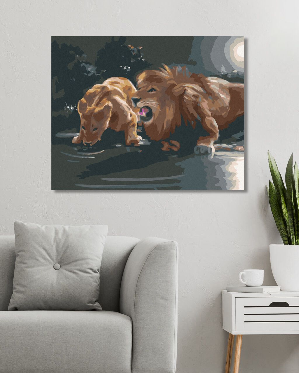 zuty Malování podle čísel - LEV A LVICE U NAPAJEDLA (D. RUSTY RUST) - Rozměr: 40x50 cm, Rámování: Varianta: vypnuté plátno na rám - obrázek 8