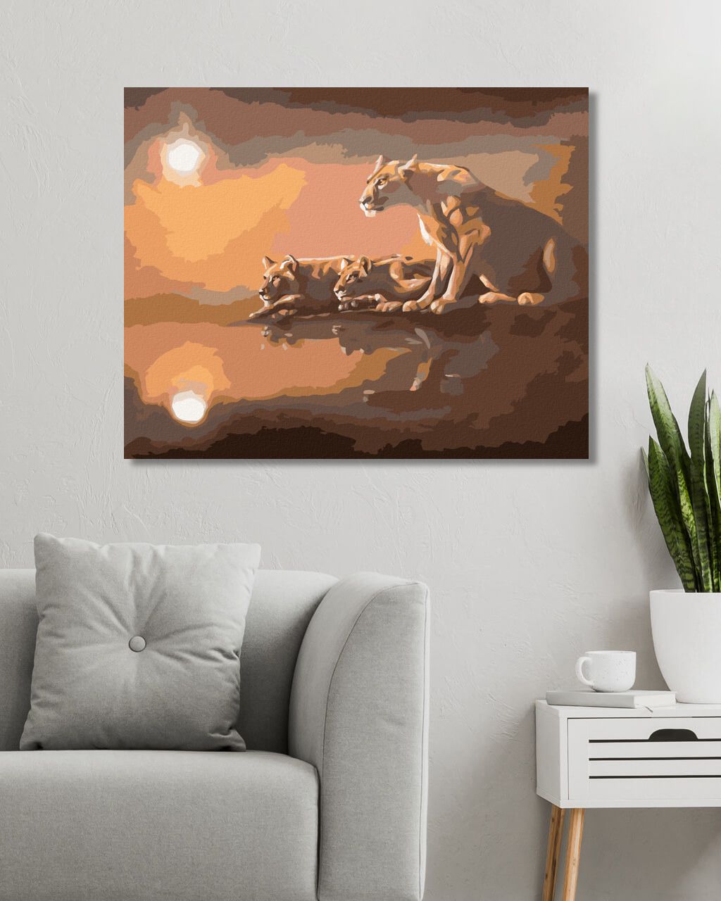 zuty Malování podle čísel - LVICE U VODY (D. RUSTY RUST) - Rozměr: 40x50 cm, Rámování: Varianta: vypnuté plátno na rám - obrázek 6