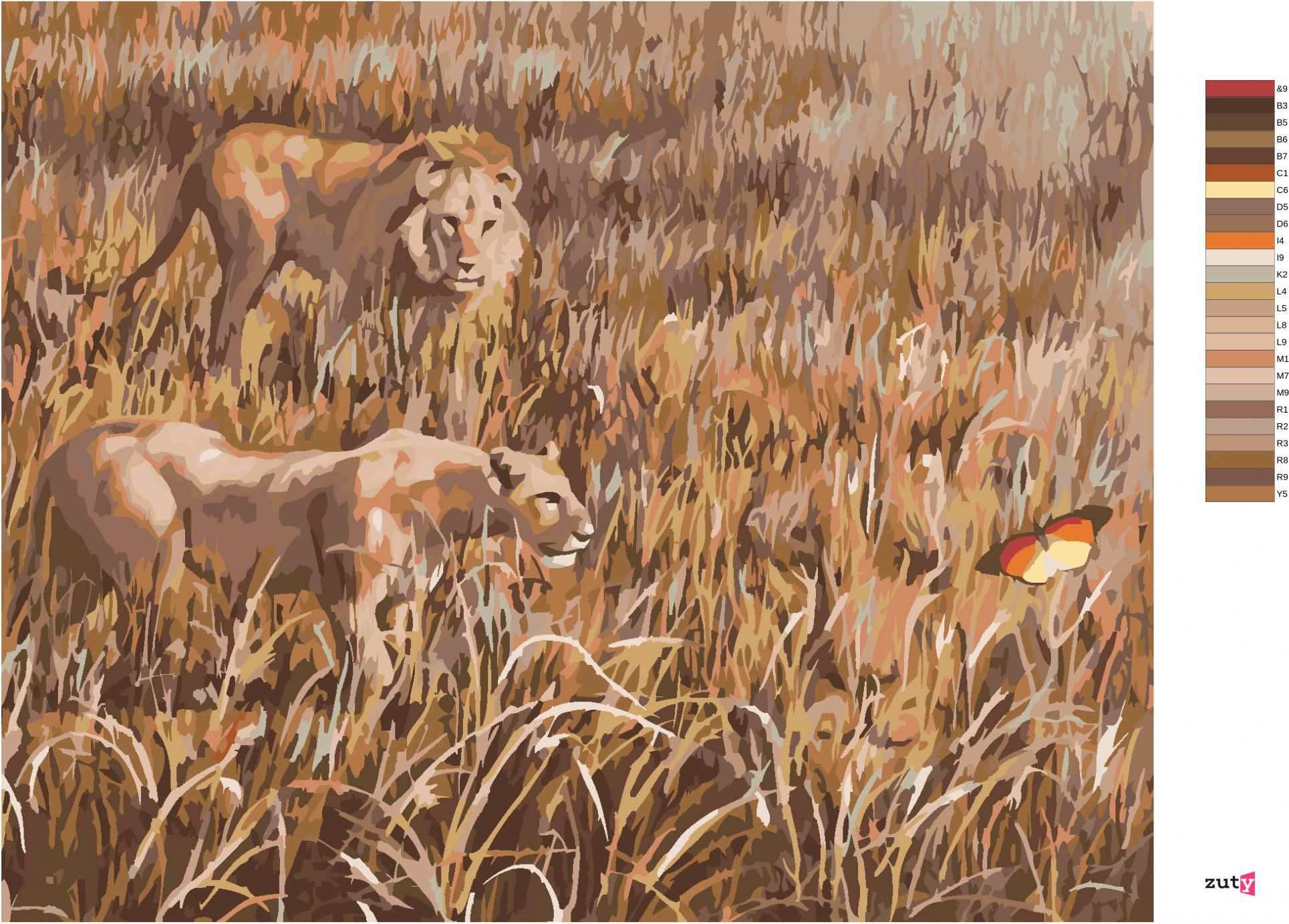 zuty Malování podle čísel - LEV NA LOVU (D. RUSTY RUST) - Rozměr: 40x50 cm, Rámování: Varianta: vypnuté plátno na rám - obrázek 3