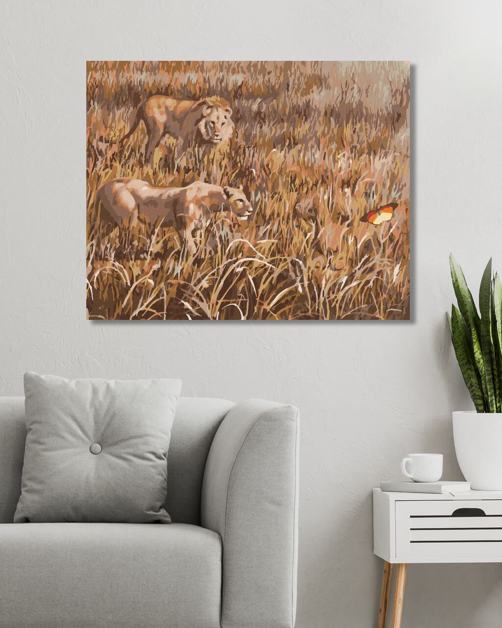 zuty Malování podle čísel - LEV NA LOVU (D. RUSTY RUST) - Rozměr: 40x50 cm, Rámování: Varianta: vypnuté plátno na rám - obrázek 4