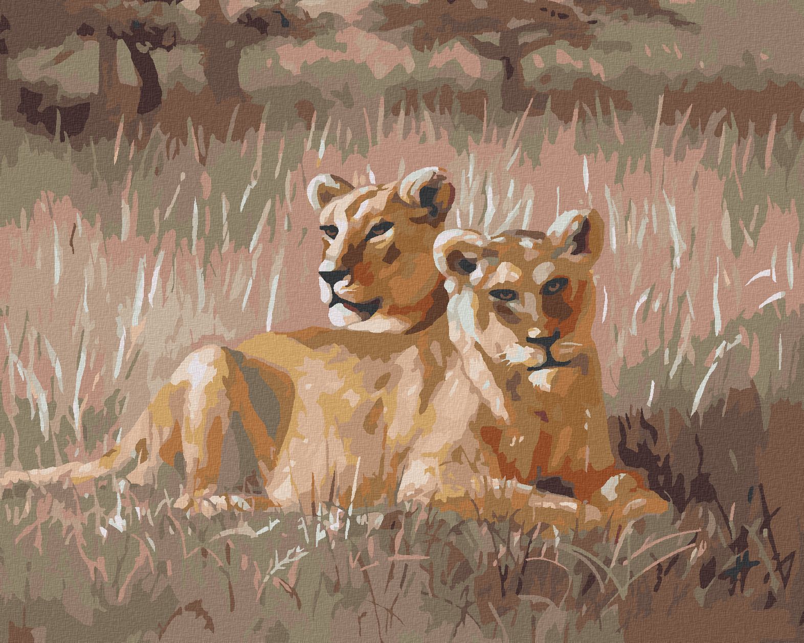 zuty Malování podle čísel - ODPOČÍVAJÍCÍ LEV (D. RUSTY RUST) - Rozměr: 40x50 cm, Rámování: Varianta: bez rámu a bez vypnutí plátna - obrázek 1