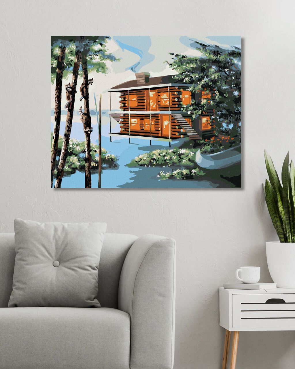 zuty Malování podle čísel - SRUB U VODY (D. RUSTY RUST) - Rozměr: 40x50 cm, Rámování: Varianta: bez rámu a bez vypnutí plátna - obrázek 3