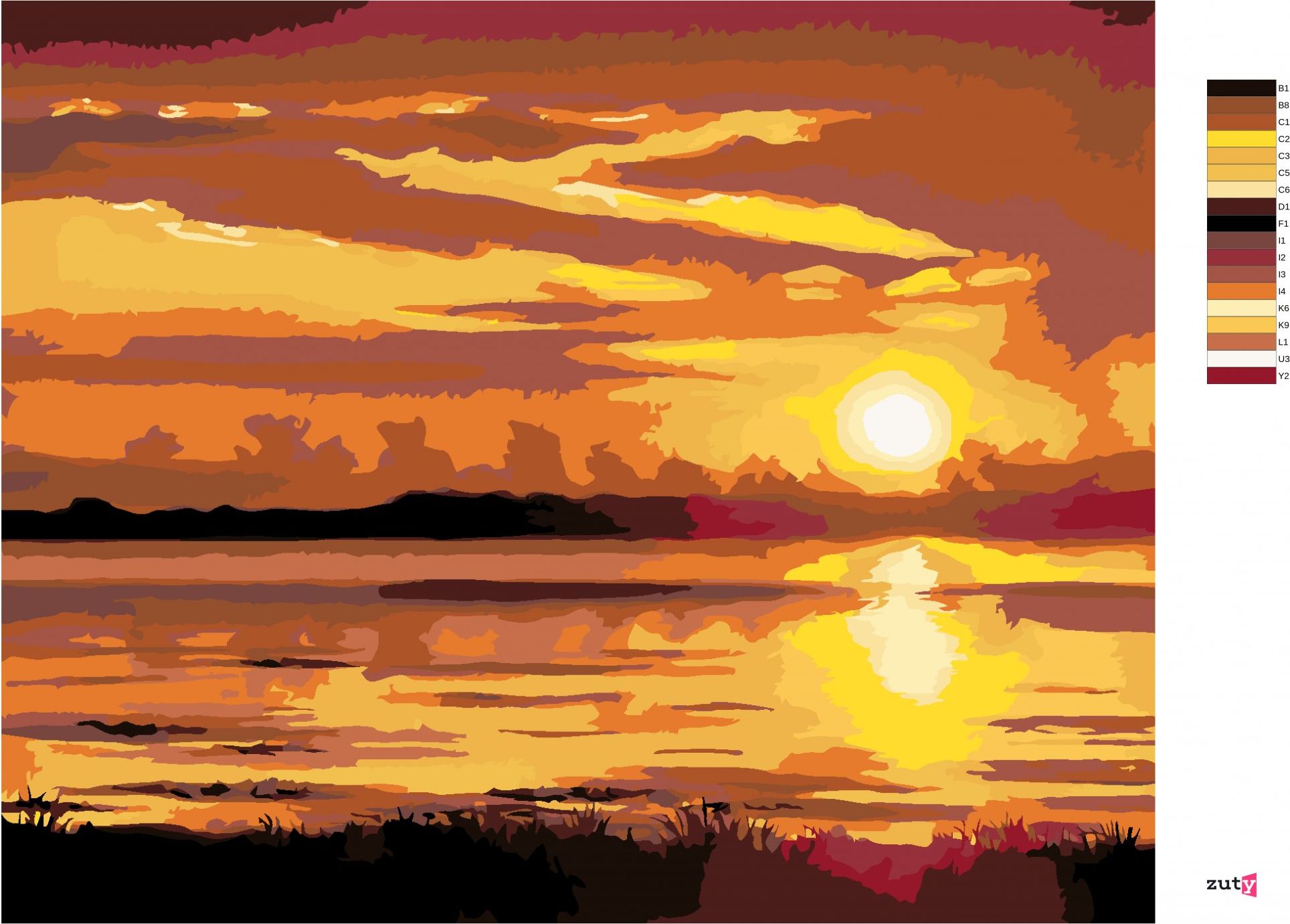 zuty Malování podle čísel - ZÁPAD SLUNCE NAD ŘEKOU (D. RUSTY RUST) - Rozměr: 40x50 cm, Rámování: Varianta: bez rámu a bez vypnutí plátna - obrázek 7