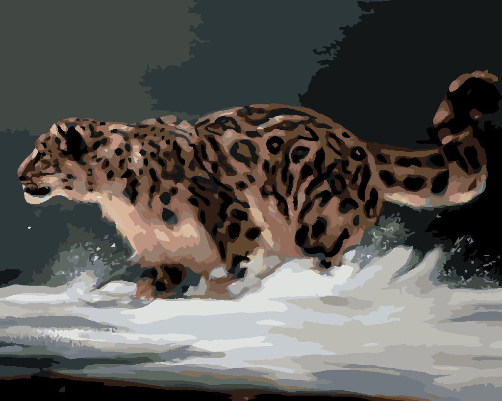 zuty Malování podle čísel - LEOPARD NA SNĚHU (D. RUSTY RUST) - Rozměr: 40x50 cm, Rámování: Varianta: bez rámu a bez vypnutí plátna - obrázek 3
