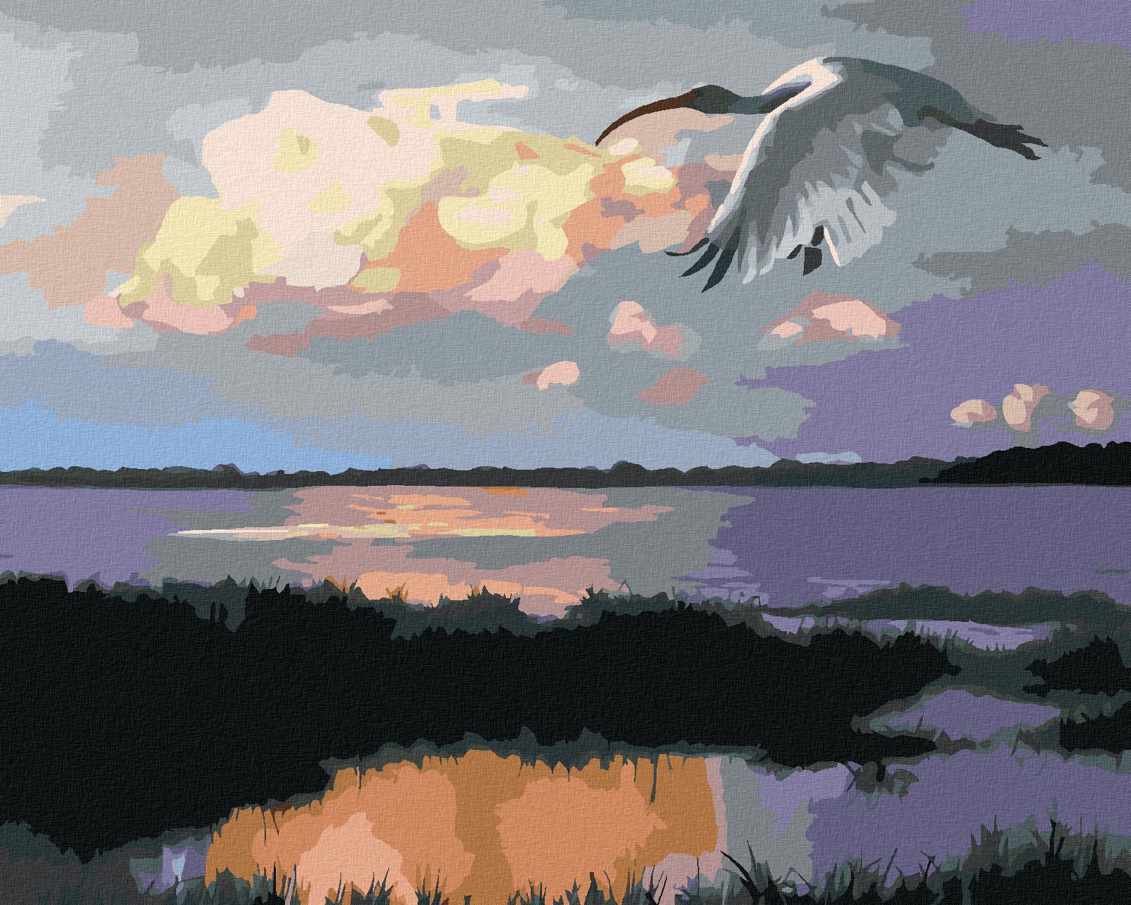 zuty Malování podle čísel - LETÍCÍ IBIS (D. RUSTY RUST) - Rozměr: 40x50 cm, Rámování: Varianta: bez rámu a bez vypnutí plátna - obrázek 1