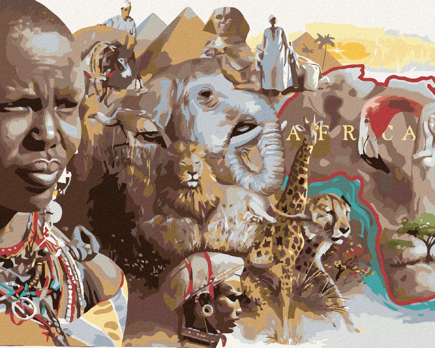 zuty Malování podle čísel - AFRIKA (D. RUSTY RUST) - Rozměr: 40x50 cm, Rámování: Varianta: vypnuté plátno na rám - obrázek 1