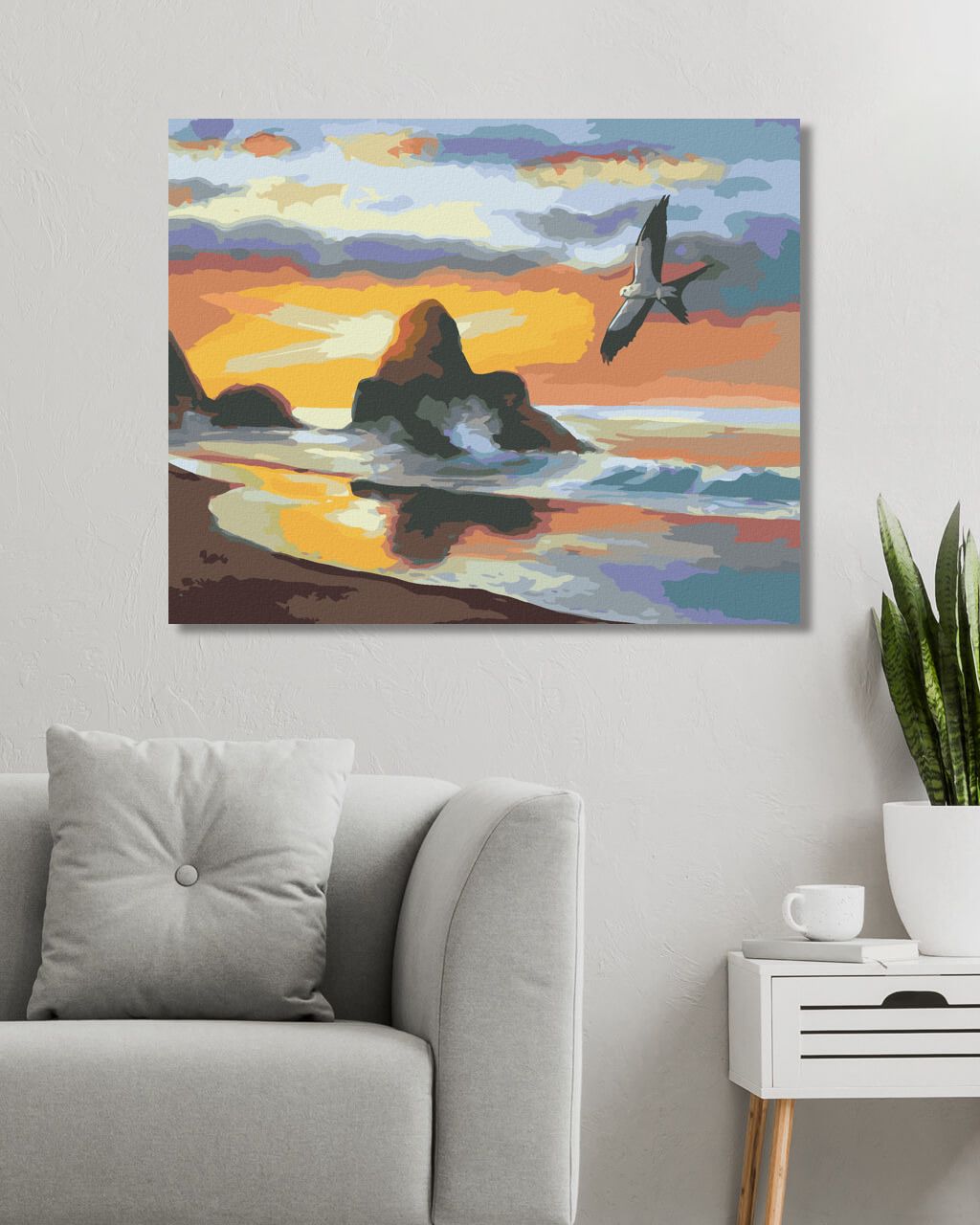 zuty Malování podle čísel - VLAŠŤOVKA NAD MOŘEM (D. RUSTY RUST) - Rozměr: 40x50 cm, Rámování: Varianta: vypnuté plátno na rám - obrázek 2