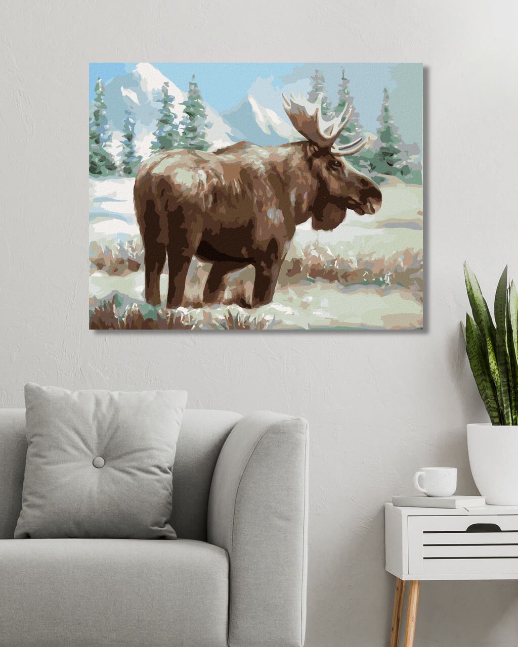 zuty Malování podle čísel - LOS NA ZASNĚŽENÉ PASTVINĚ (D. RUSTY RUST) - Rozměr: 40x50 cm, Rámování: Varianta: vypnuté plátno na rám - obrázek 6