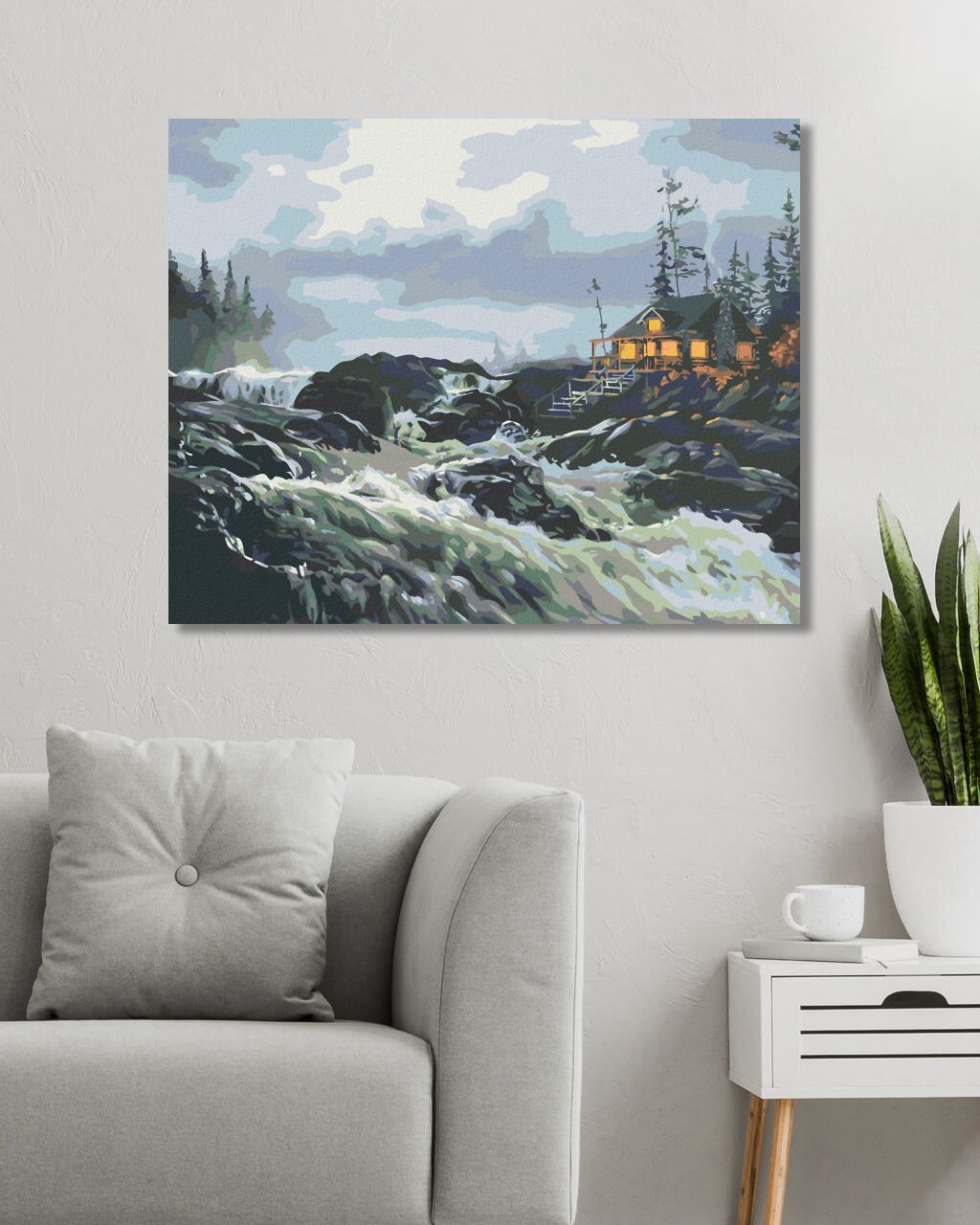 zuty Malování podle čísel - CHATA U SPLAVU (D. RUSTY RUST) - Rozměr: 40x50 cm, Rámování: Varianta: bez rámu a bez vypnutí plátna - obrázek 2