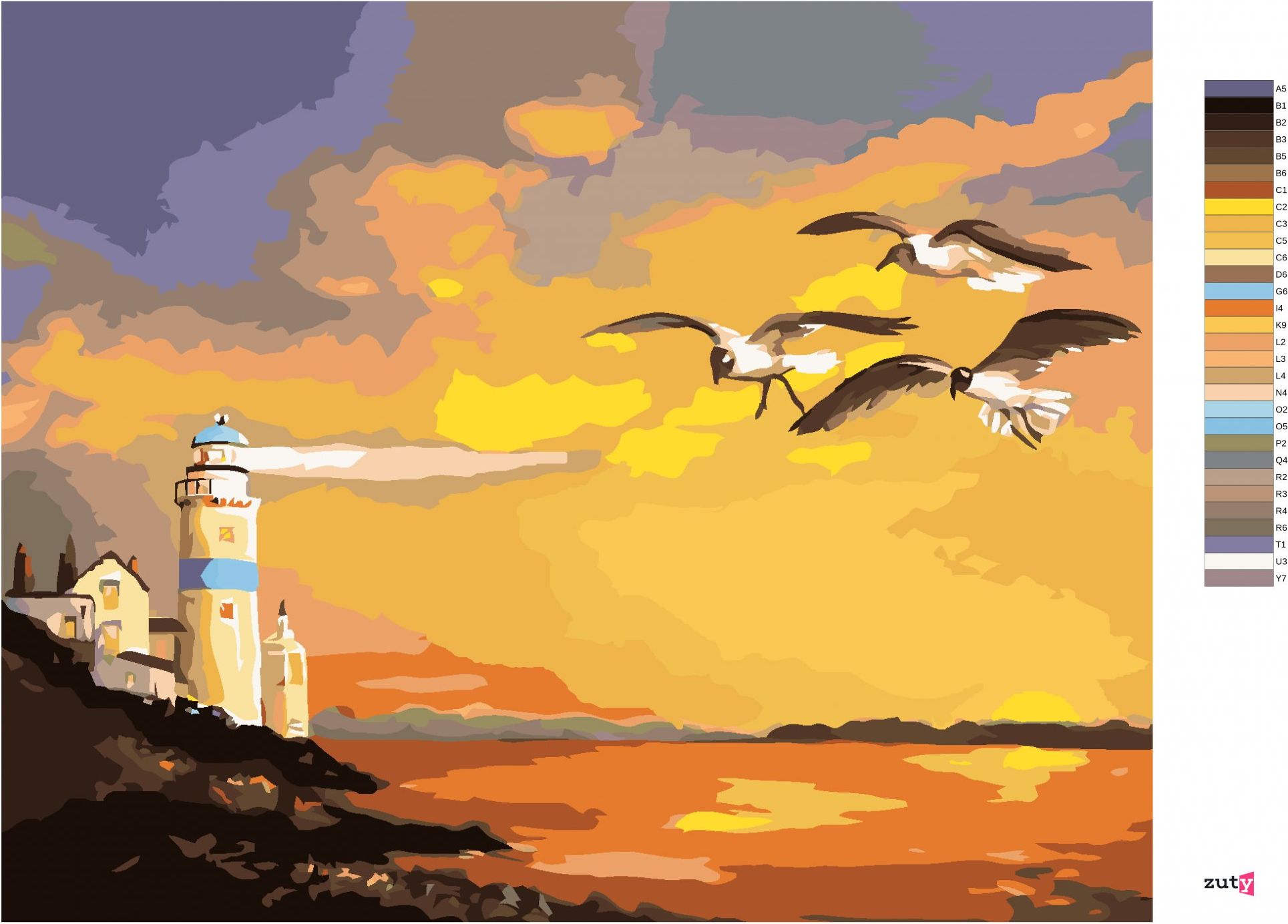 zuty Malování podle čísel - MAJÁK (D. RUSTY RUST) - Rozměr: 40x50 cm, Rámování: Varianta: bez rámu a bez vypnutí plátna - obrázek 3