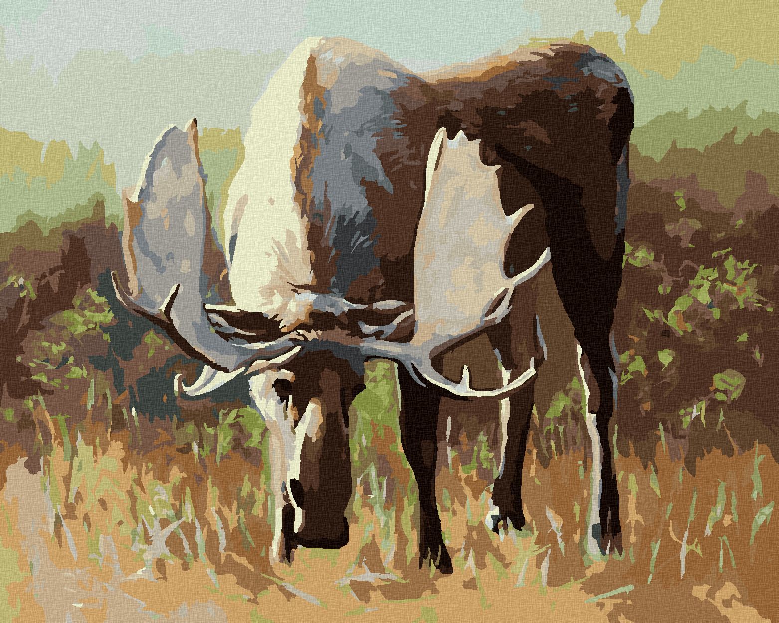 zuty Malování podle čísel - OSAMĚLÝ LOS NA PASTVINĚ (D. RUSTY RUST) - Rozměr: 40x50 cm, Rámování: Varianta: vypnuté plátno na rám - obrázek 1