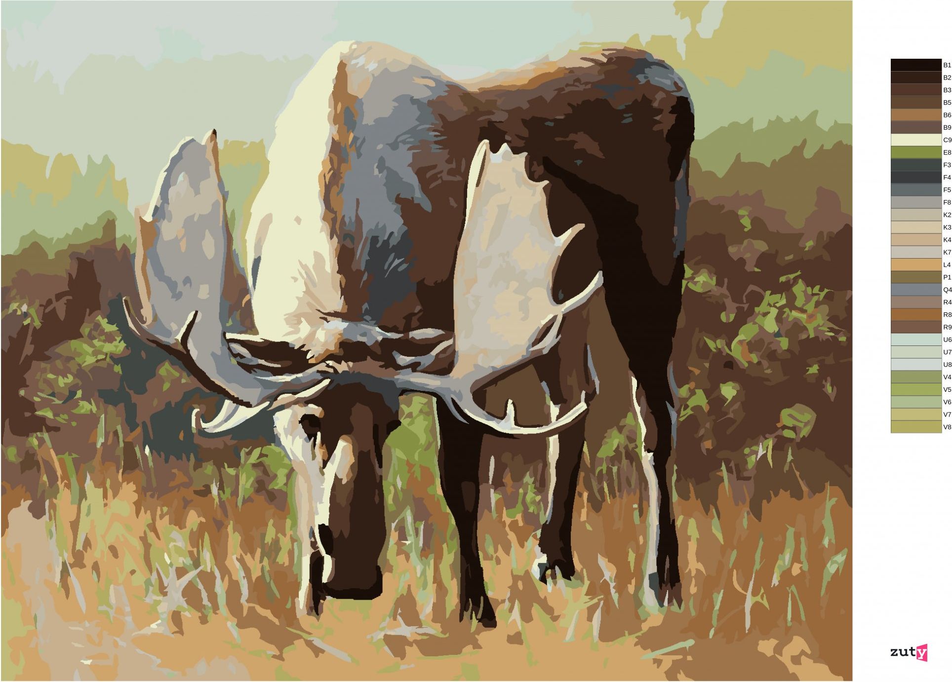 zuty Malování podle čísel - OSAMĚLÝ LOS NA PASTVINĚ (D. RUSTY RUST) - Rozměr: 40x50 cm, Rámování: Varianta: vypnuté plátno na rám - obrázek 9