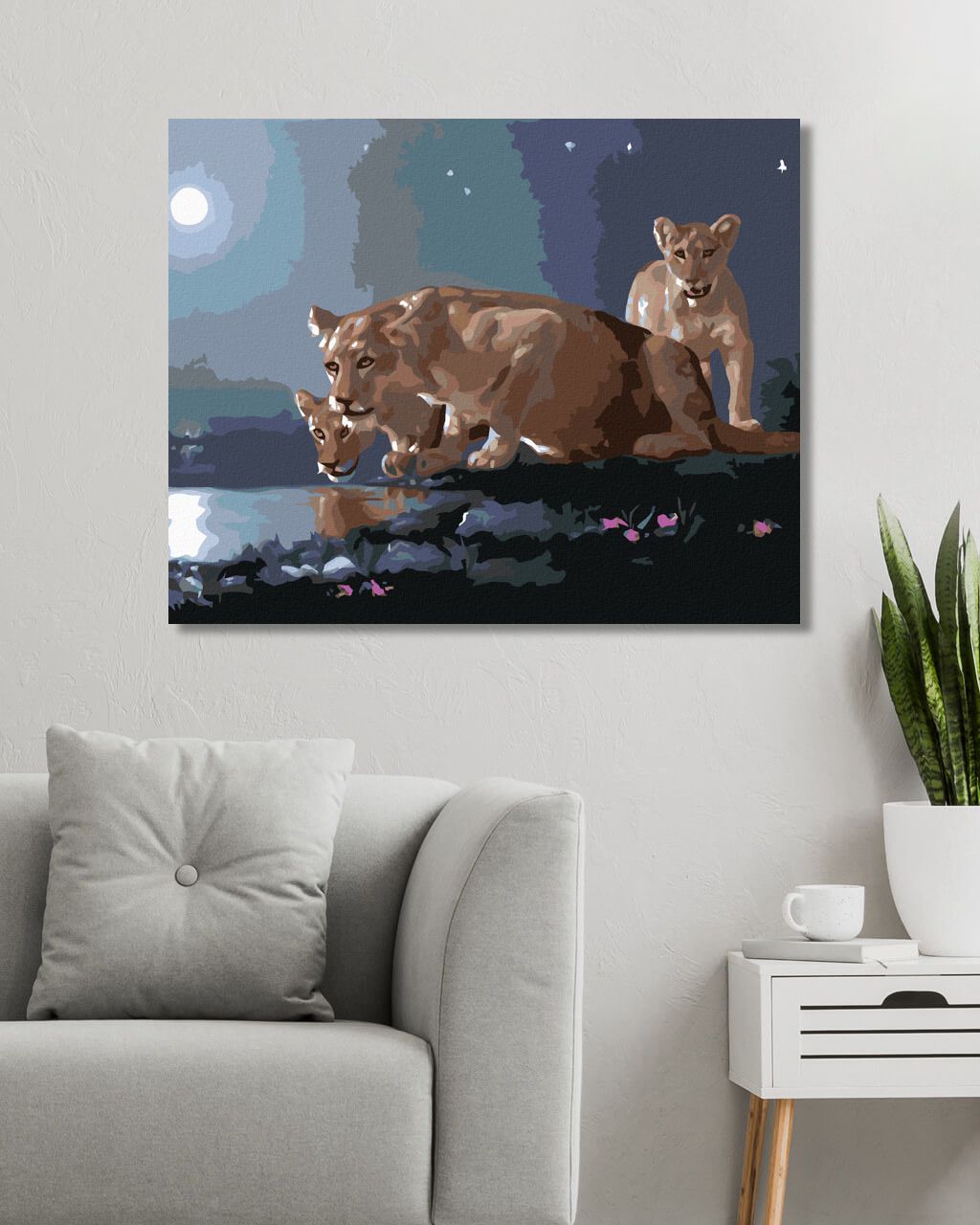 zuty Malování podle čísel - LVICE U NAPAJEDLA (D. RUSTY RUST) - Rozměr: 40x50 cm, Rámování: Varianta: vypnuté plátno na rám - obrázek 4