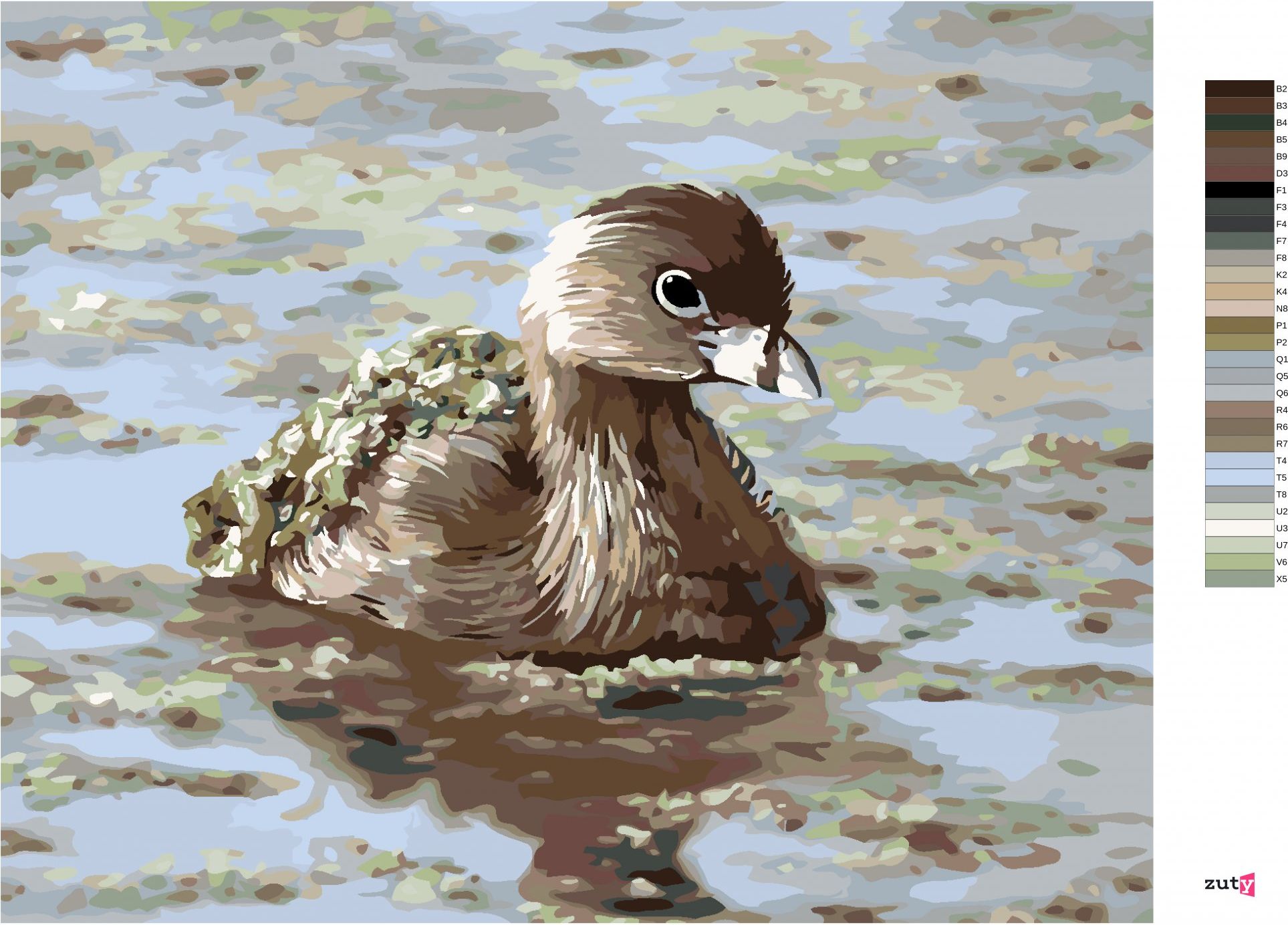 zuty Malování podle čísel - POTÁPKA (D. RUSTY RUST) - Rozměr: 40x50 cm, Rámování: Varianta: vypnuté plátno na rám - obrázek 2