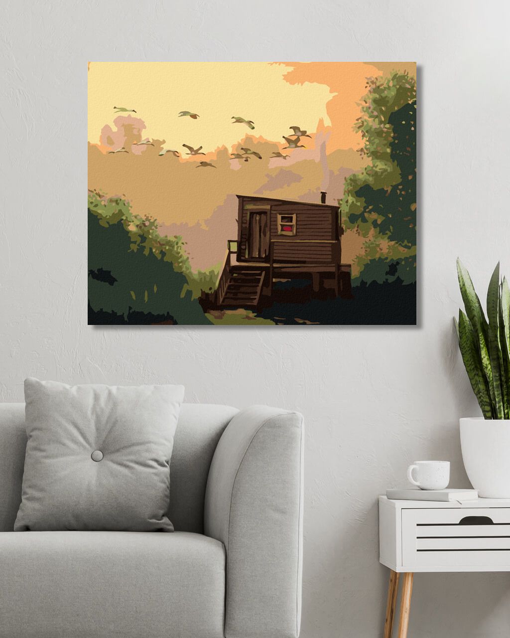 zuty Malování podle čísel - IBIS LETÍCÍ NAD CHATOU (D. RUSTY RUST) - Rozměr: 40x50 cm, Rámování: Varianta: vypnuté plátno na rám - obrázek 3
