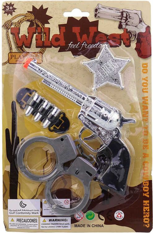 Dudlu Pistole kovbojská souprava malý šerif set s pouty a doplňky na kartě - obrázek 1