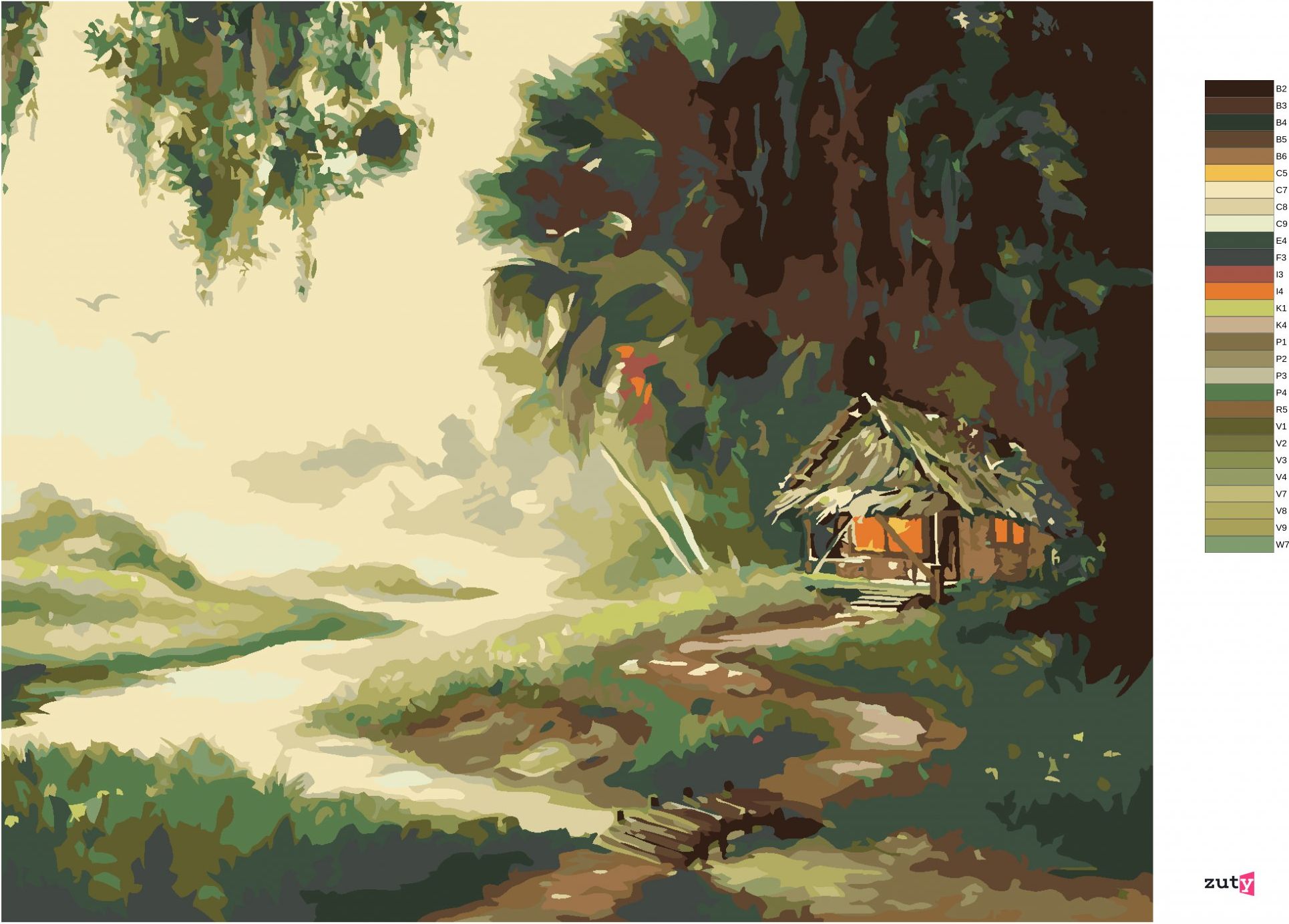 zuty Malování podle čísel - CHATA V DIVOČINĚ 2 (D. RUSTY RUST) - Rozměr: 40x50 cm, Rámování: Varianta: vypnuté plátno na rám - obrázek 3