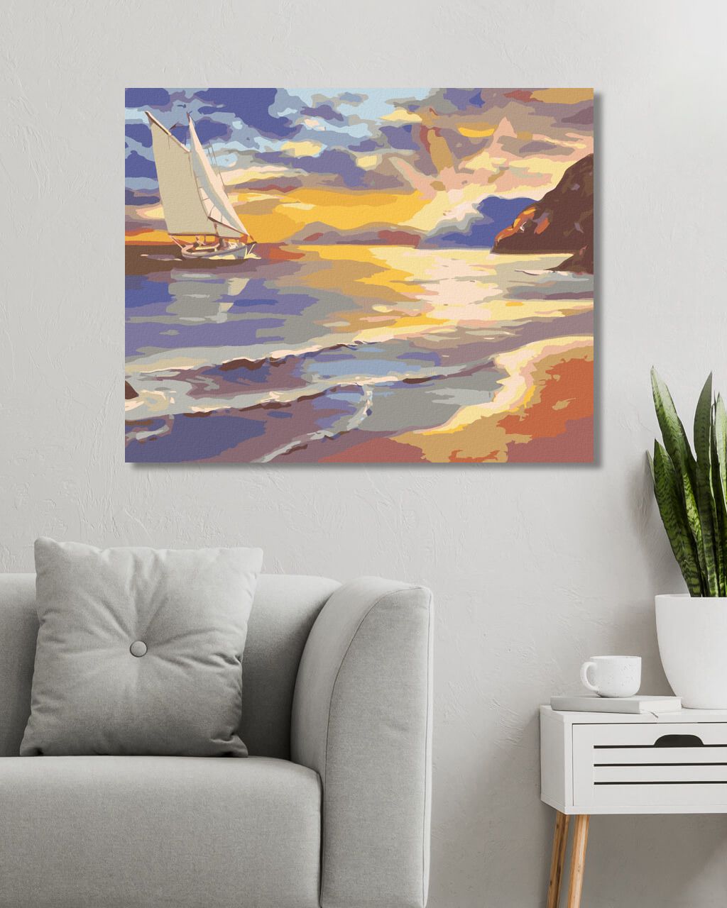 zuty Malování podle čísel - PLACHETNICE PŘIPLOUVAJÍCÍ NA POBŘEŽÍ (D. RUSTY RUST) - Rozměr: 40x50 cm, Rámování: Varianta: vypnuté plátno na rám - obrázek 6