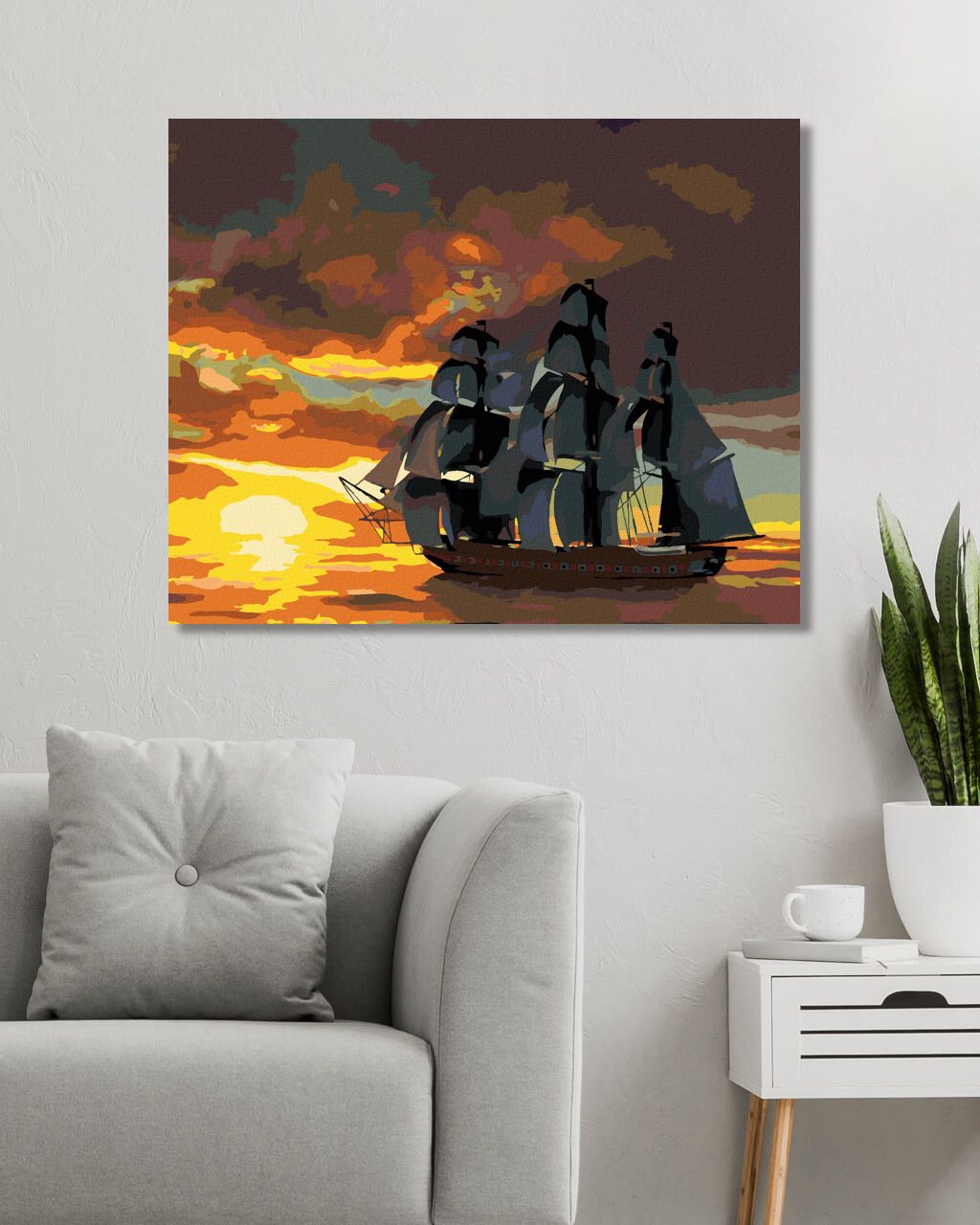 zuty Malování podle čísel - LOĎ PŘI ZÁPADU SLUNCE (D. RUSTY RUST) - Rozměr: 40x50 cm, Rámování: Varianta: vypnuté plátno na rám - obrázek 5