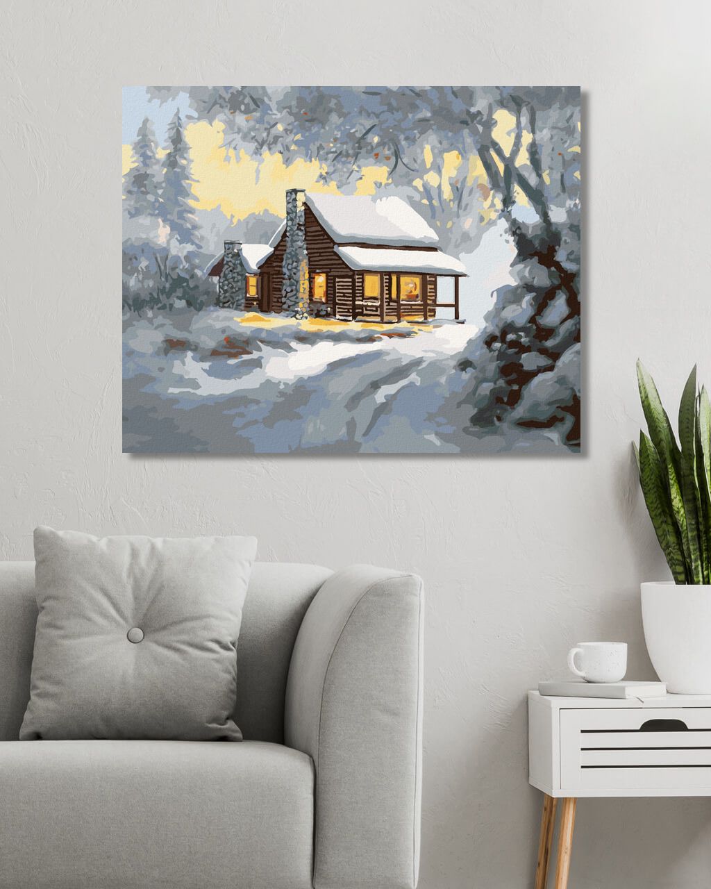zuty Malování podle čísel - ZASNĚŽENÝ SRUB PŘI ROZBŘESKU (D. RUSTY RUST) - Rozměr: 40x50 cm, Rámování: Varianta: bez rámu a bez vypnutí plátna - obrázek 7