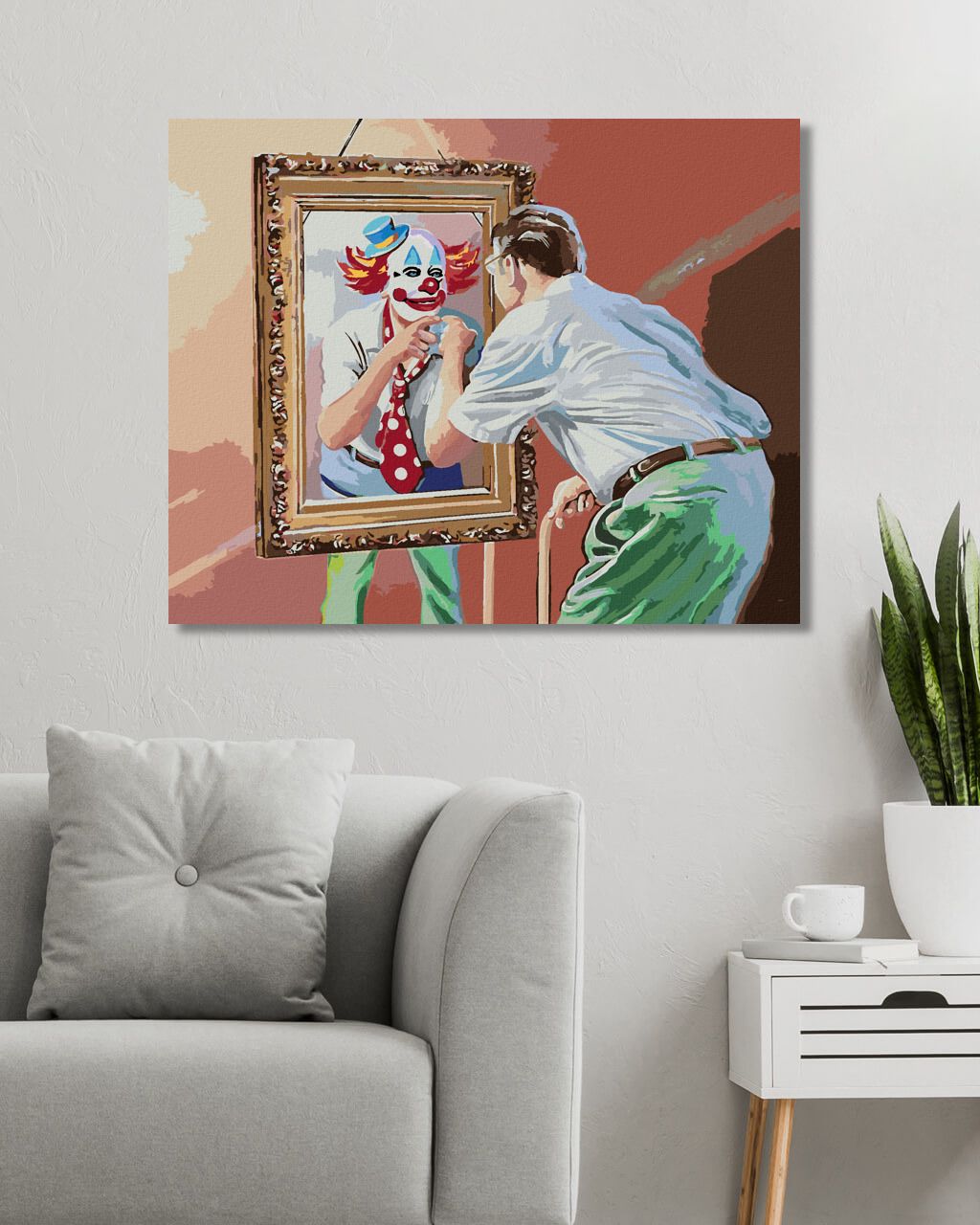 zuty Malování podle čísel - KLAUN V ZRCADLE (D. RUSTY RUST) - Rozměr: 40x50 cm, Rámování: Varianta: vypnuté plátno na rám - obrázek 6