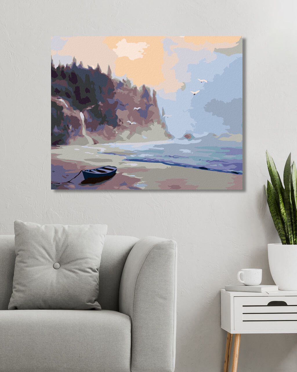 zuty Malování podle čísel - OPUŠTĚNÁ LOĎKA NA PLÁŽI PO SOUMRAKU (D. RUSTY RUST) - Rozměr: 40x50 cm, Rámování: Varianta: bez rámu a bez vypnutí plátna - obrázek 9
