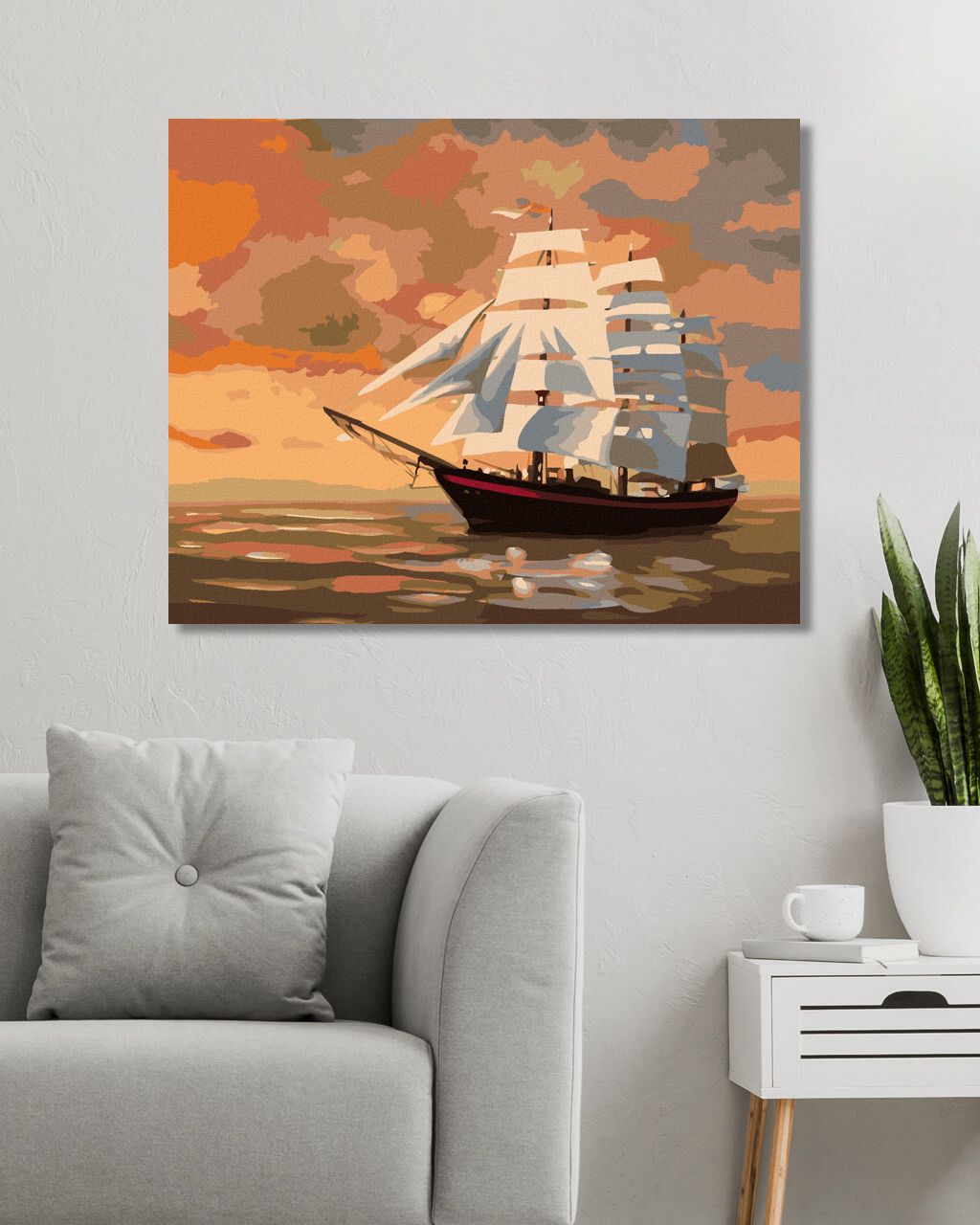 zuty Malování podle čísel - PLACHETNICE PO SOUMRAKU (D. RUSTY RUST) - Rozměr: 40x50 cm, Rámování: Varianta: bez rámu a bez vypnutí plátna - obrázek 5