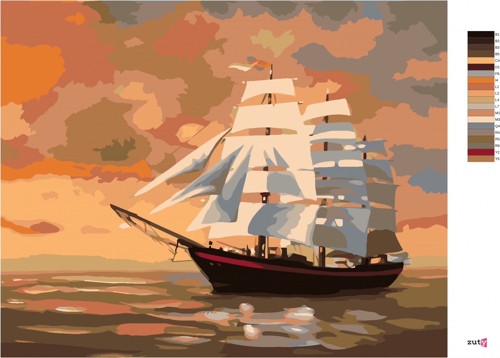zuty Malování podle čísel - PLACHETNICE PO SOUMRAKU (D. RUSTY RUST) - Rozměr: 40x50 cm, Rámování: Varianta: bez rámu a bez vypnutí plátna - obrázek 7