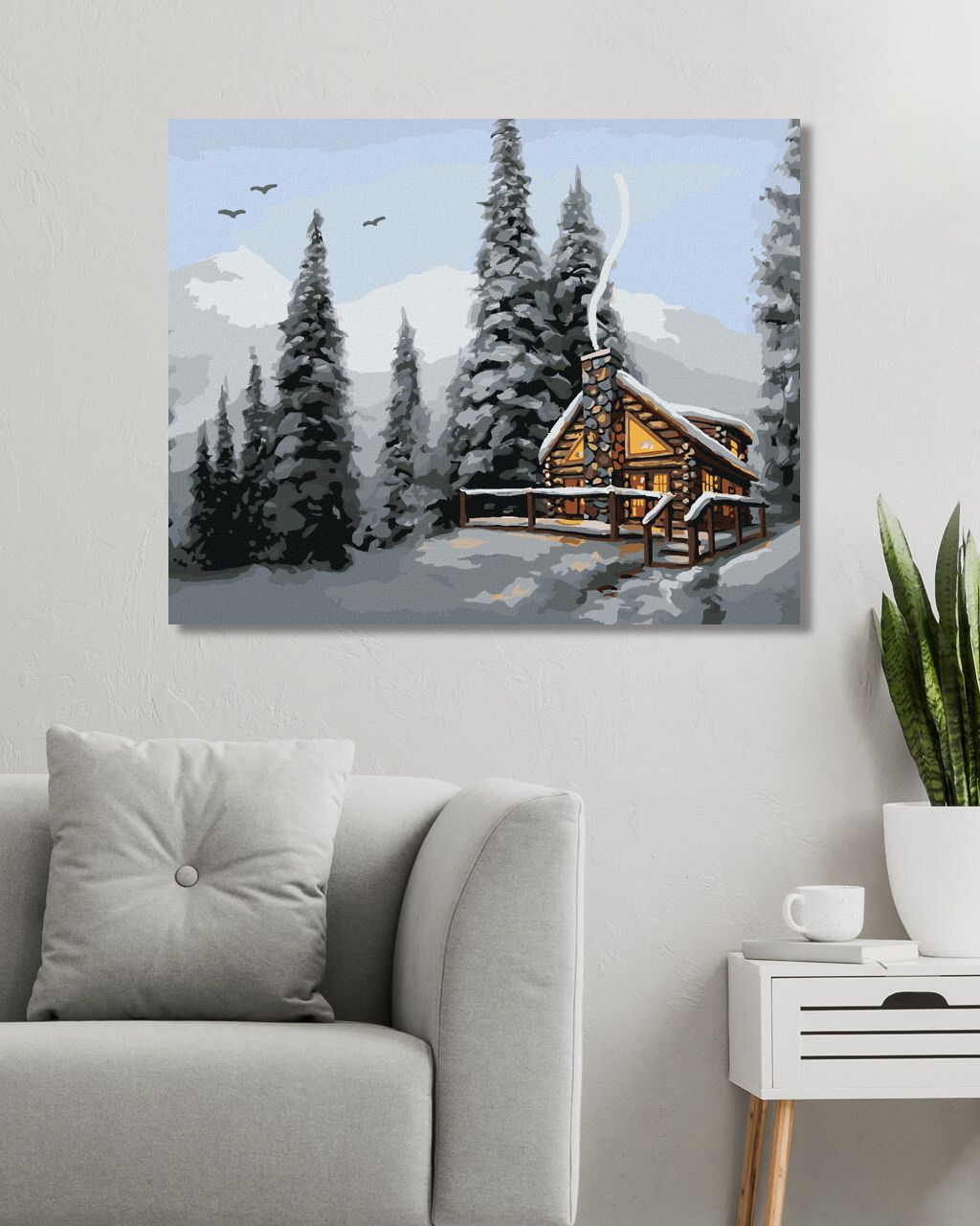zuty Malování podle čísel - ZASNĚŽENÝ SRUB V LESE (D. RUSTY RUST) - Rozměr: 40x50 cm, Rámování: Varianta: bez rámu a bez vypnutí plátna - obrázek 2