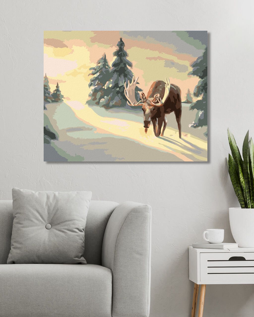 zuty Malování podle čísel - LOS STOJÍCÍ VE SNĚHU (D. RUSTY RUST) - Rozměr: 40x50 cm, Rámování: Varianta: vypnuté plátno na rám - obrázek 19