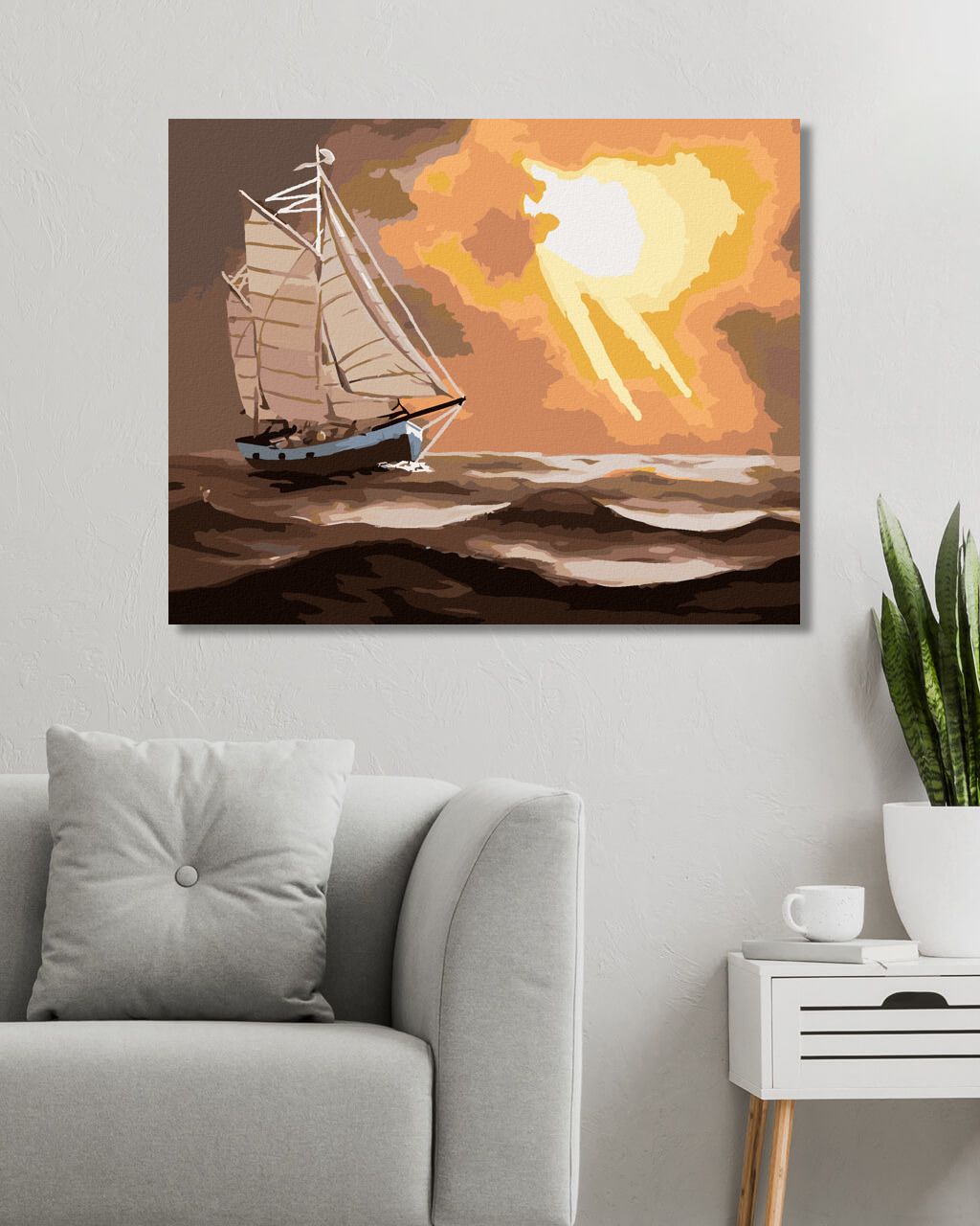 zuty Malování podle čísel - PLACHETNICE A SLUNCE ZA MRAKY (D. RUSTY RUST) - Rozměr: 40x50 cm, Rámování: Varianta: vypnuté plátno na rám - obrázek 5