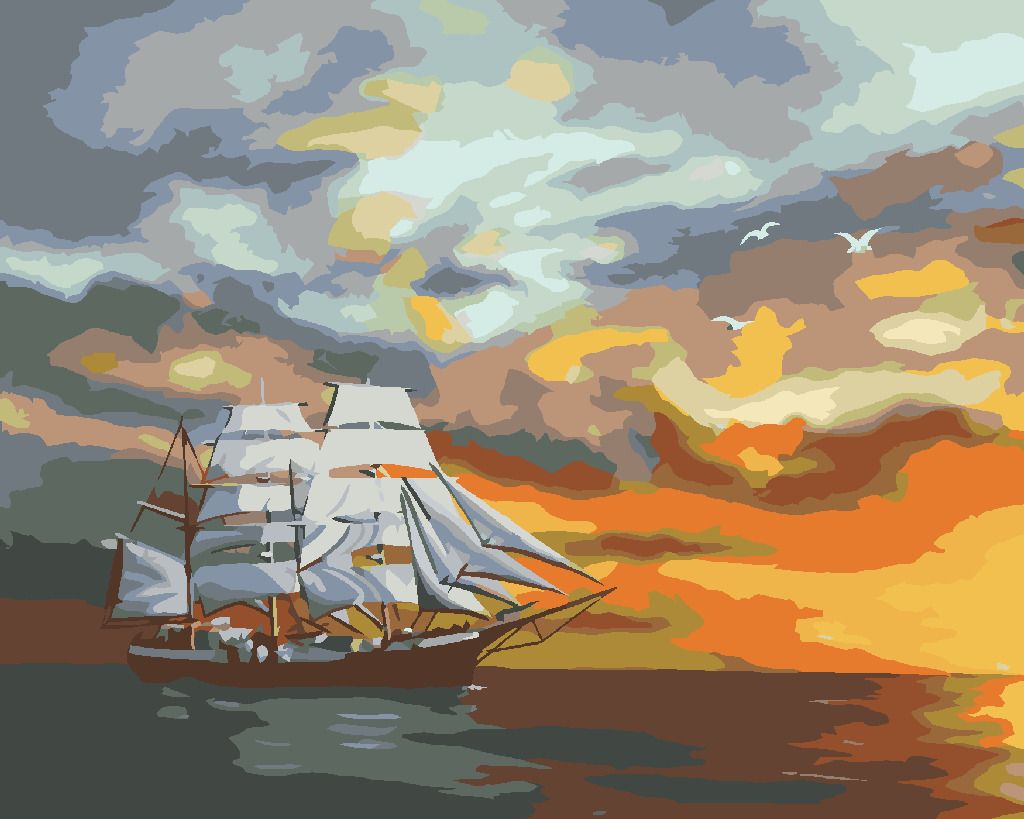 zuty Malování podle čísel - VELKÁ PLACHETNICE PO SOUMRAKU (D. RUSTY RUST) - Rozměr: 40x50 cm, Rámování: Varianta: bez rámu a bez vypnutí plátna - obrázek 8