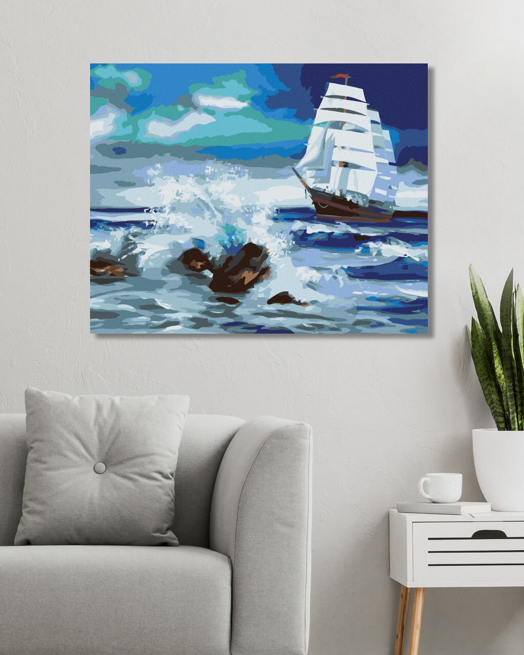 zuty Malování podle čísel - PLACHETNICE PLUJÍCÍ NA ÚTES (D. RUSTY RUST) - Rozměr: 40x50 cm, Rámování: Varianta: bez rámu a bez vypnutí plátna - obrázek 3
