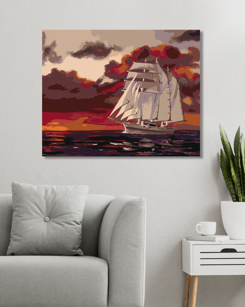 zuty Malování podle čísel - BÍLÁ PLACHETNICE ZA SOUMRAKU (D. RUSTY RUST) - Rozměr: 40x50 cm, Rámování: Varianta: vypnuté plátno na rám - obrázek 7
