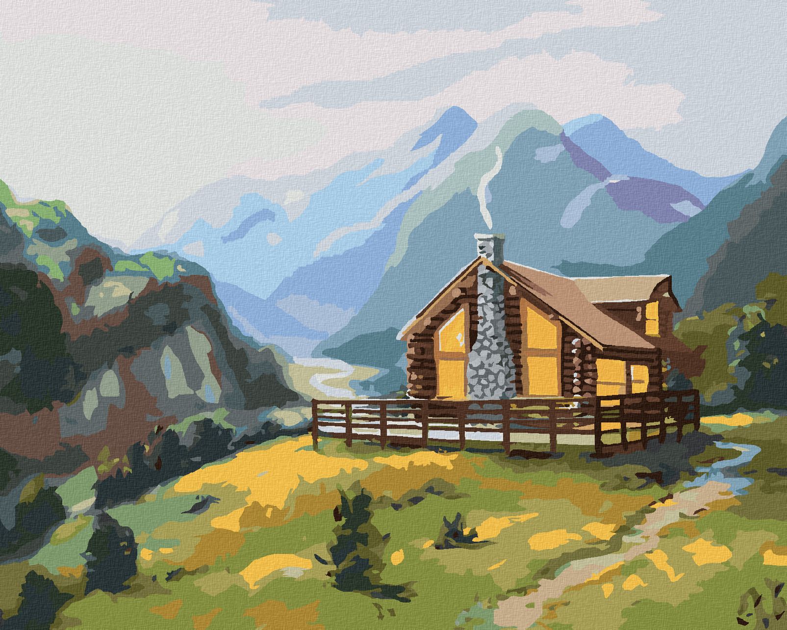 zuty Malování podle čísel - SRUB NA JAŘE (D. RUSTY RUST) - Rozměr: 40x50 cm, Rámování: Varianta: bez rámu a bez vypnutí plátna - obrázek 1