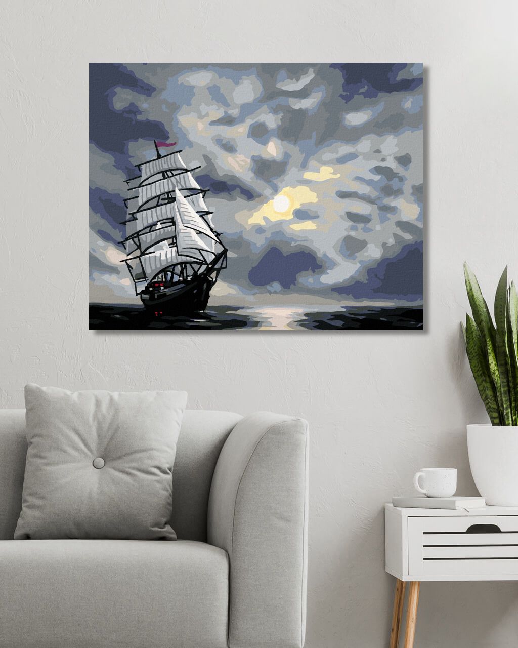 zuty Malování podle čísel - PLACHETNICE PLUJÍCÍ PO MOŘI PO SOUMRAKU (D. RUSTY RUST) - Rozměr: 40x50 cm, Rámování: Varianta: bez rámu a bez vypnutí plátna - obrázek 9
