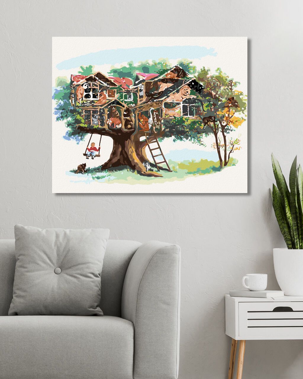 zuty Malování podle čísel - ZVÍŘECÍ DOMEČEK NA STROMĚ (D. RUSTY RUST) - Rozměr: 40x50 cm, Rámování: Varianta: vypnuté plátno na rám - obrázek 3