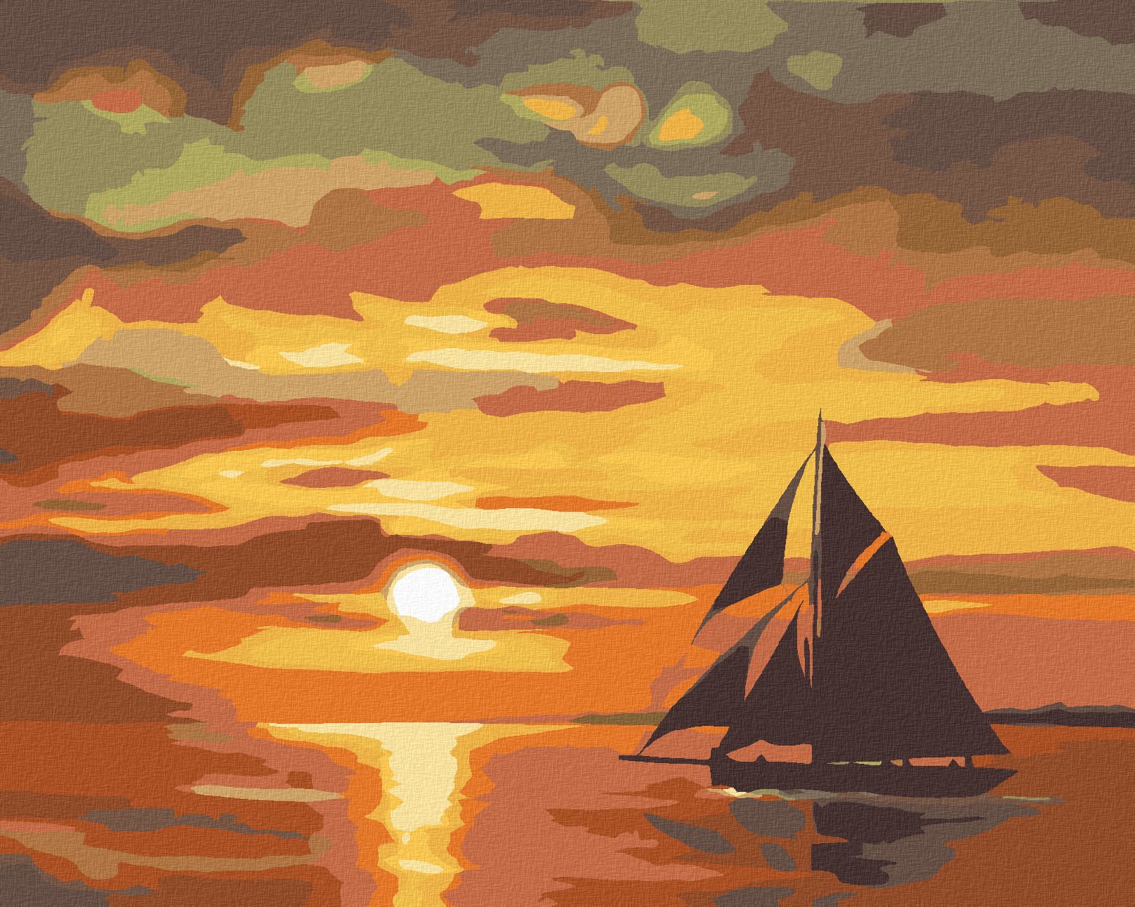 zuty Malování podle čísel - TMAVÁ PLACHETNICE ZA SOUMRAKU (D. RUSTY RUST) - Rozměr: 40x50 cm, Rámování: Varianta: vypnuté plátno na rám - obrázek 1
