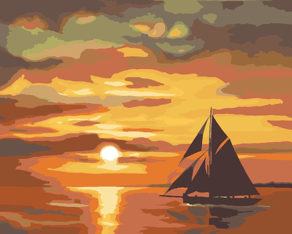 zuty Malování podle čísel - TMAVÁ PLACHETNICE ZA SOUMRAKU (D. RUSTY RUST) - Rozměr: 40x50 cm, Rámování: Varianta: vypnuté plátno na rám - obrázek 2
