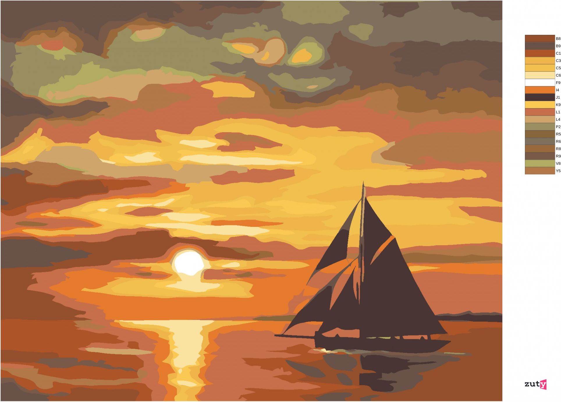 zuty Malování podle čísel - TMAVÁ PLACHETNICE ZA SOUMRAKU (D. RUSTY RUST) - Rozměr: 40x50 cm, Rámování: Varianta: vypnuté plátno na rám - obrázek 3