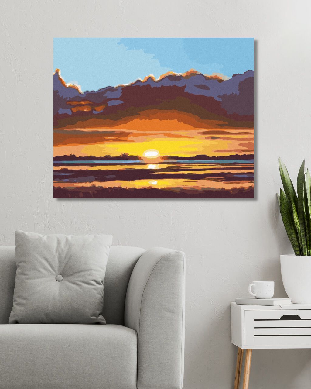 zuty Malování podle čísel - ZAPADAJÍCÍ SLUNCE U VODY (D. RUSTY RUST) - Rozměr: 40x50 cm, Rámování: Varianta: vypnuté plátno na rám - obrázek 8