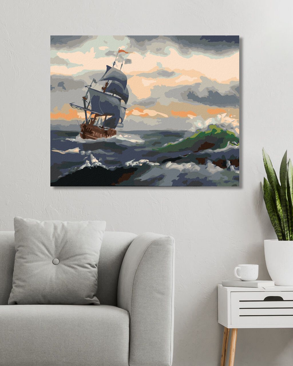 zuty Malování podle čísel - PLACHETNICE NA ROZBOUŘENÉM MOŘI 2 (D. RUSTY RUST) - Rozměr: 40x50 cm, Rámování: Varianta: vypnuté plátno na rám - obrázek 3