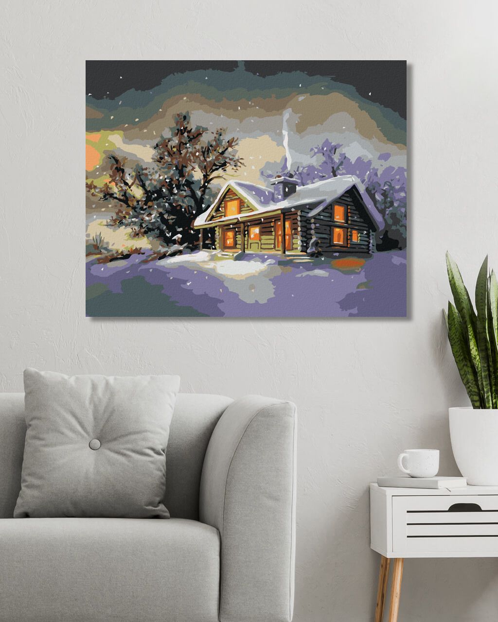 zuty Malování podle čísel - ZASNĚŽENÝ SRUB PO SOUMRAKU 2 (D. RUSTY RUST) - Rozměr: 40x50 cm, Rámování: Varianta: vypnuté plátno na rám - obrázek 3