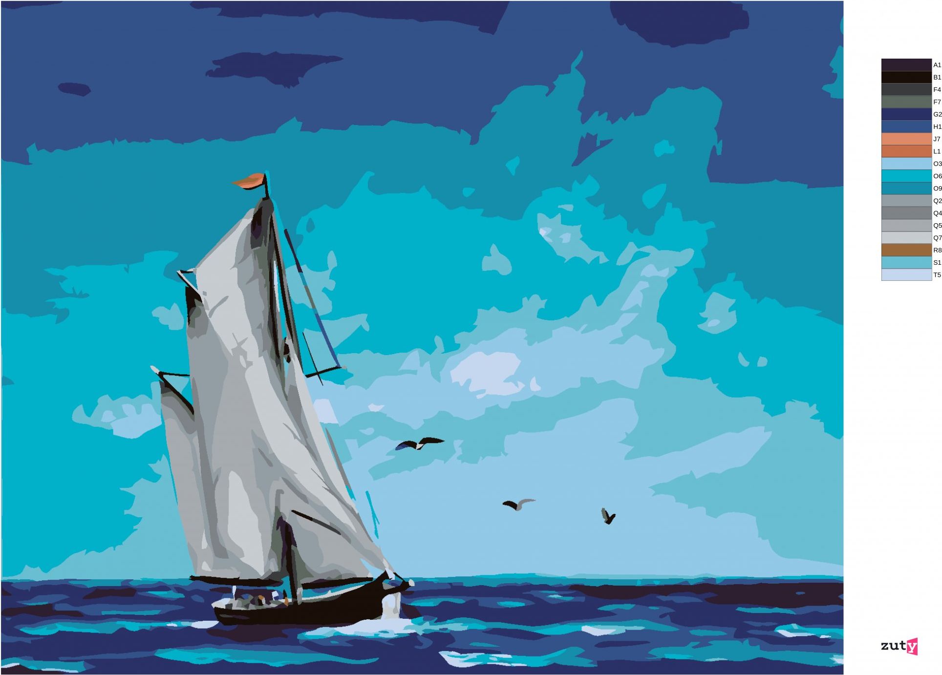 zuty Malování podle čísel - PLACHETNICE NA MOŘI (D. RUSTY RUST) - Rozměr: 40x50 cm, Rámování: Varianta: bez rámu a bez vypnutí plátna - obrázek 13