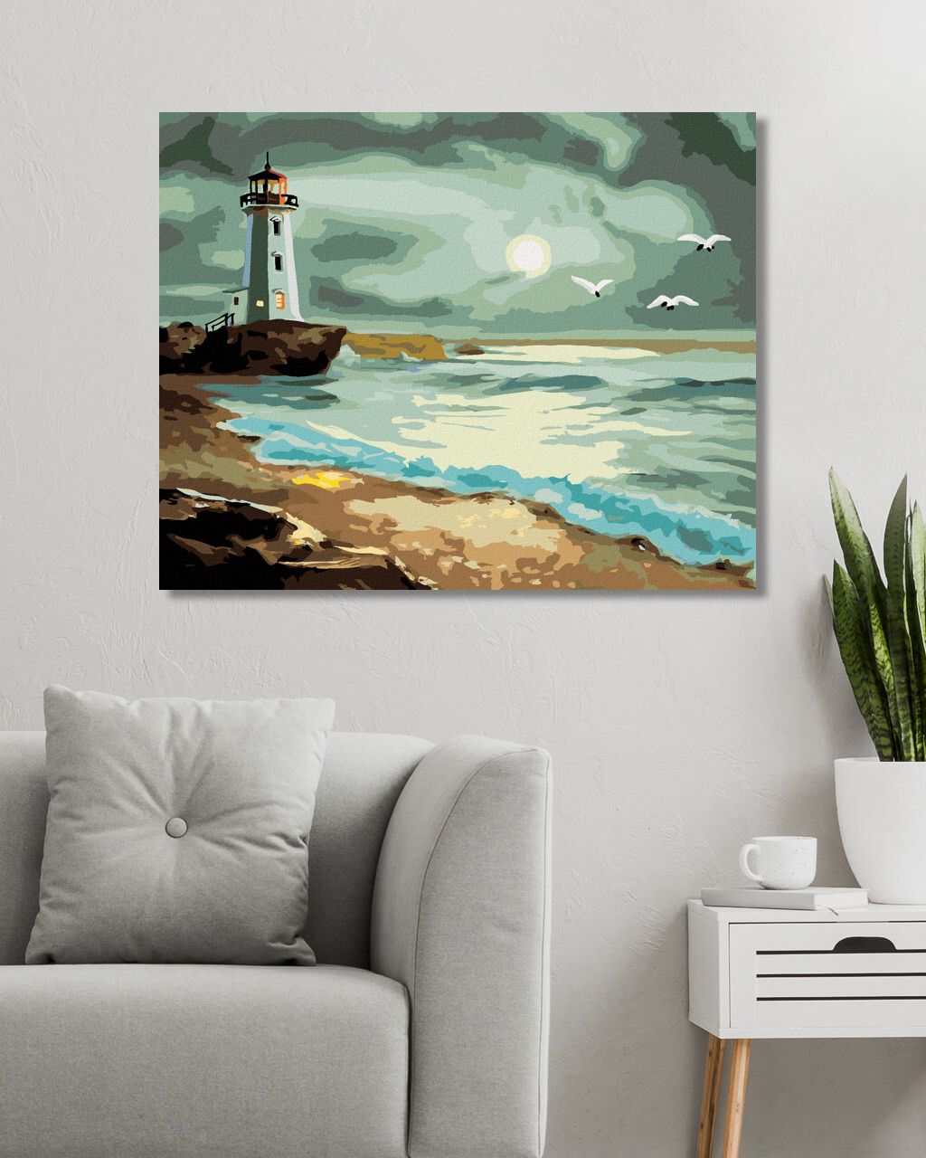 zuty Malování podle čísel - MAJÁK OSVĚTLUJÍCÍ PO MOŘE PŘED BOUŘÍ (D. RUSTY RUST) - Rozměr: 40x50 cm, Rámování: Varianta: vypnuté plátno na rám - obrázek 8