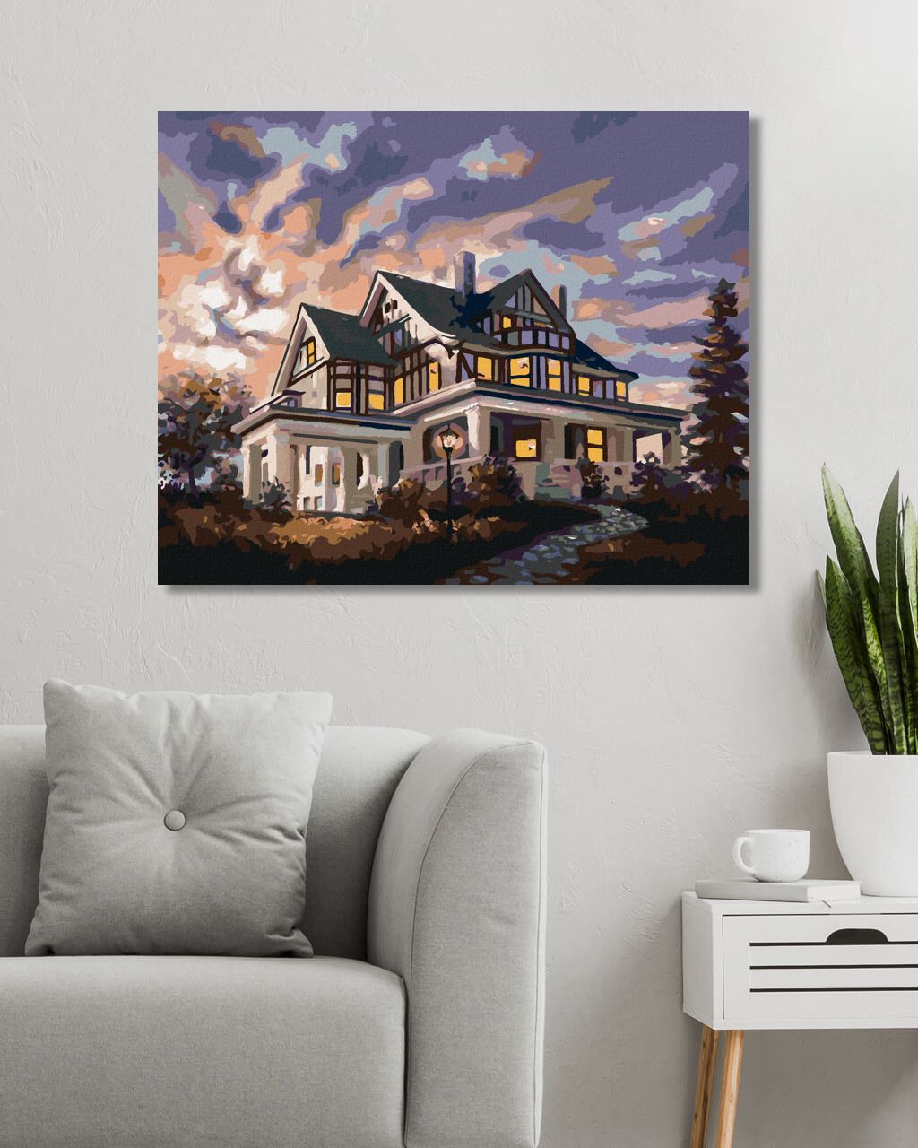 zuty Malování podle čísel - BÍLÝ DŮM PO SETMĚNÍ (D. RUSTY RUST) - Rozměr: 40x50 cm, Rámování: Varianta: vypnuté plátno na rám - obrázek 9